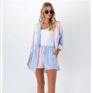 Pink checkered beach set